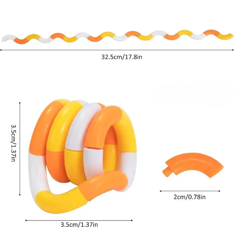 3Pcs Tangle Fidget Toy Twisting Sensory Toy Hand-Eye Coordination Toy Anxiety Relief Finger Toy for Kid Adult Fine Motor Skills SEL Regulation Emotion Motricity