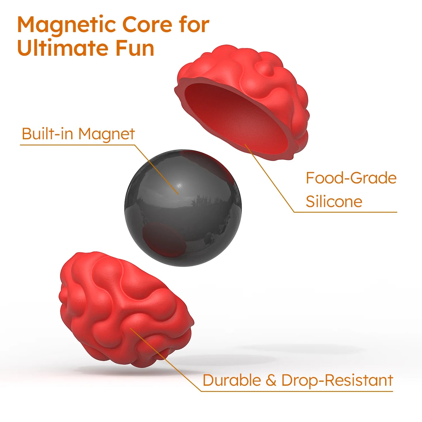 Upgraded Second Generation Silicone Magneti Balls Fidget Toy Worry Balls Autism Calming Toy Kid Adults Relief Stress Sensory Toy SEL ADHD