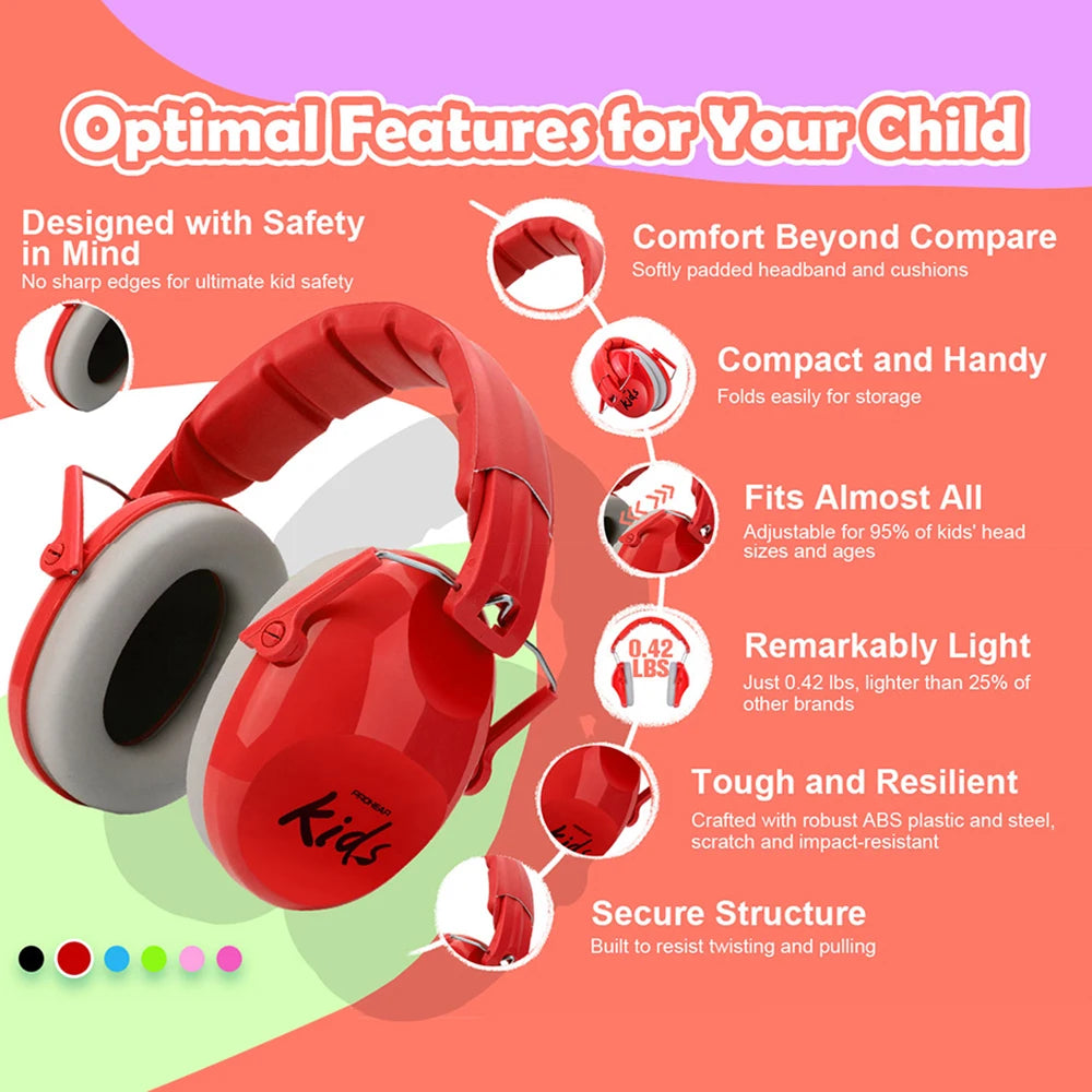 Kid Earmuffs Hearing Safety Protection Passive Noise Reduction Earmuffs Foldable Ear Defenders for Toddler Autism Children Help Aids Tool School Houseschool