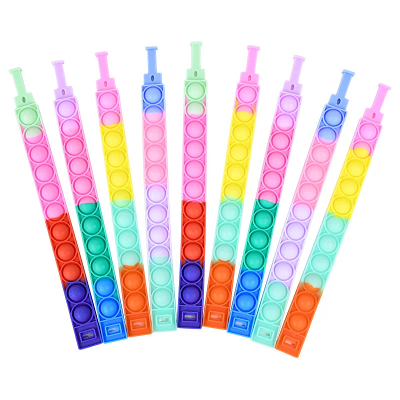 Colorful Silicone Bracelet Anxiety Sensory for Autism Adult Pops Bubble Simple Dimple Toy Fidget anti Stress Relief Toys Game Cute Calming 