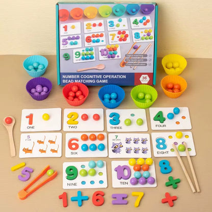 Montessori Math Early Teaching Aids Kids Game Puzzle Clip Beads Number Cognitive Matching Motricity Baby Fine Action Toys Learning