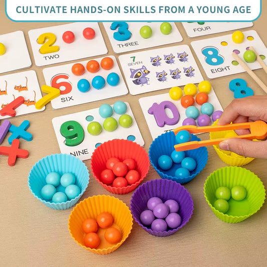 Montessori Math Early Teaching Aids Kids Game Puzzle Clip Beads Number Cognitive Matching Motricity Baby Fine Action Toys Learning
