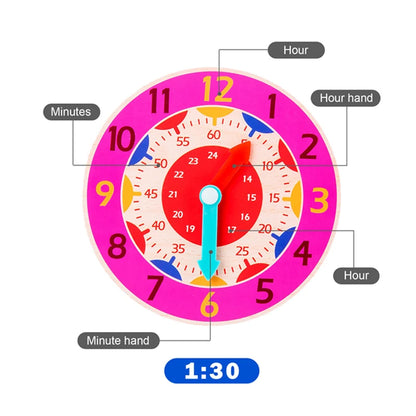 Kids Montessori Wooden Clock Toys Time Learning Teaching Aids Educational Toys for Children Primary School Clever Board Toy