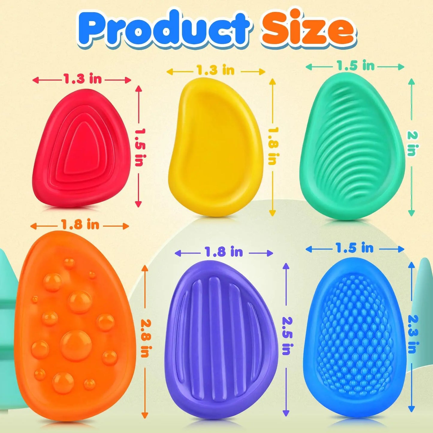 Fidget Toys Adults Sensory Silicone Stone 6 Pack Textured for Autism Kids Calming down Fidget Stress Relief Toys