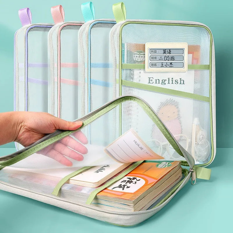 A4 Student Teacher Books Purple Storage Bags Large Capacity Stationery Organizer Bag Folders School Office Supplies Stationary Bag Papers