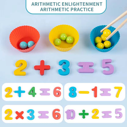 Montessori Math Early Teaching Aids Kids Game Puzzle Clip Beads Number Cognitive Matching Motricity Baby Fine Action Toys Learning