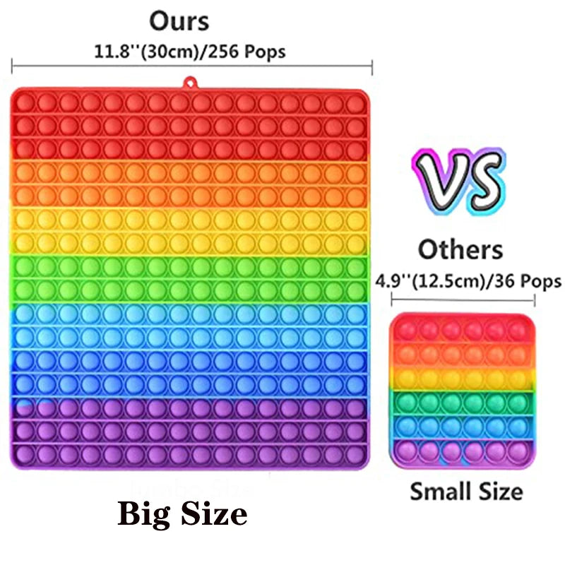 Big Size 30Cm Rainbow Fidget Toys Push Bubble anti Stress Toy Autism Needs Squishy Stress Reliever Toys for Kids Pop It Help Aids