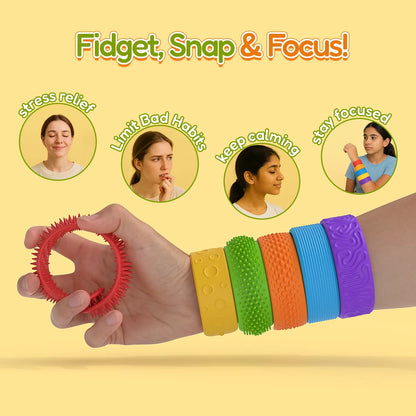 Fidget Toys Slap Bracelets Textured Silicone Sensory Toys for Autism Calming Sensory Toy Stress Fidgets for Adults Office Desk SEL Kids School Houseschooling