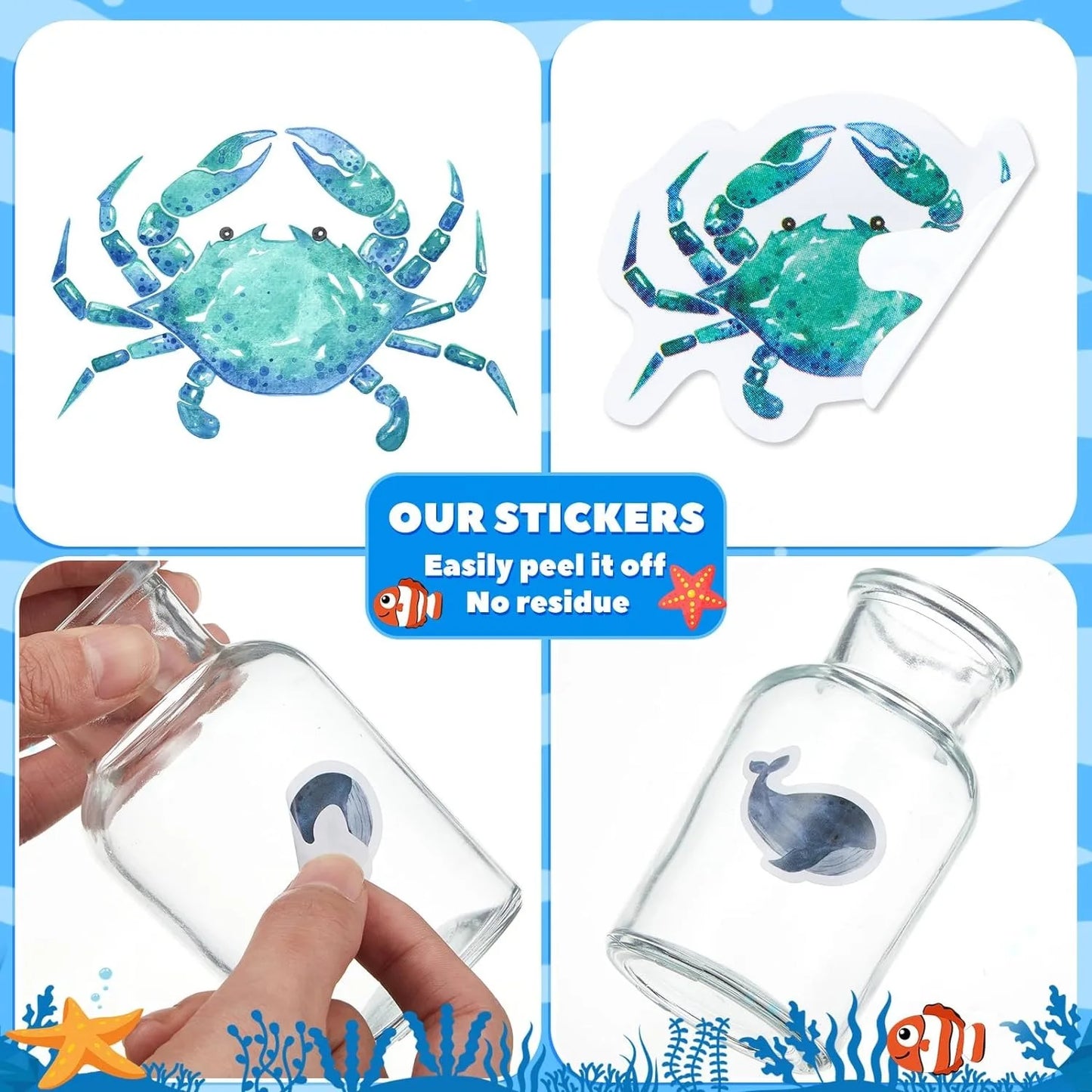 100 Pcs New Cartoon Marine Animal Park Dolphin Stickers for Kids Teacher Reward Encourage Sealing Label Stationery Sticker Positive Cute Kawaii