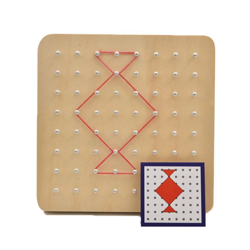 Montessori Toddler Kid Creative Toy Graphics Rubber Tie Nail Boards with Cards Childhood Education Preschool Kids Kindergarten Young Geometry