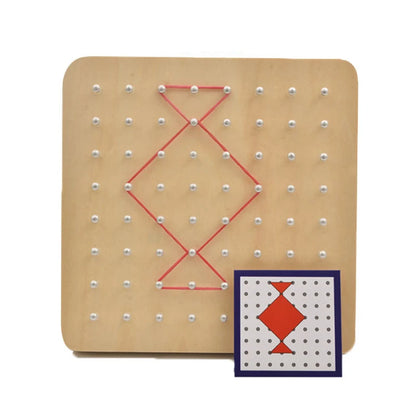 Montessori Toddler Kid Creative Toy Graphics Rubber Tie Nail Boards with Cards Childhood Education Preschool Kids Kindergarten Young Geometry