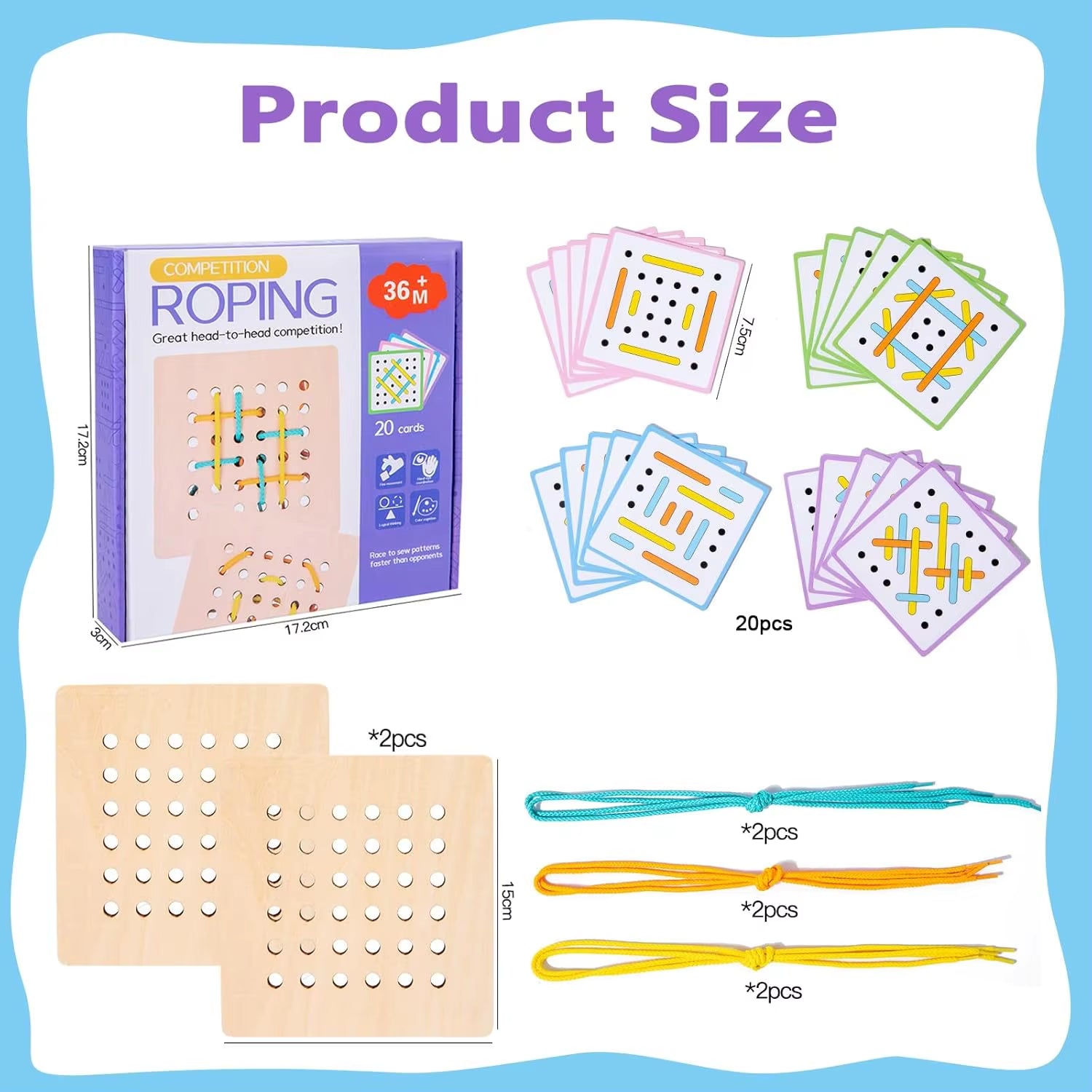 Montessori Wooden Threading Activity Puzzles,Early Educational Fine Motor Skill Travel Toy，Birthday Gifts for Boys and Girls School Help Aids Motor Houseschool