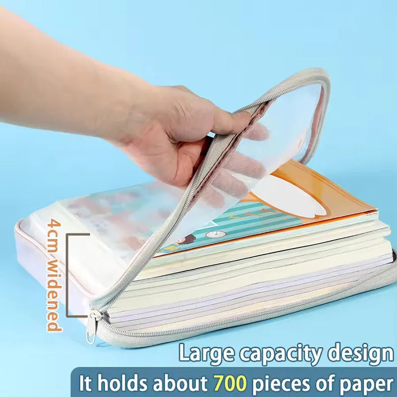 A4 Student Teacher Books Purple Storage Bags Large Capacity Stationery Organizer Bag Folders School Office Supplies Stationary Bag Papers