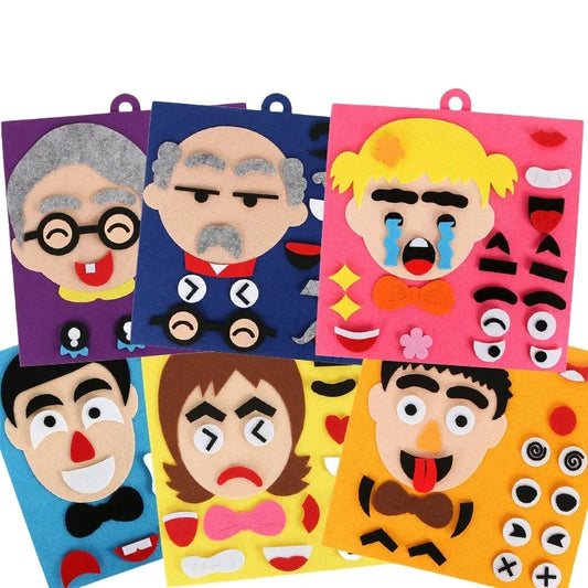 DIY Emotion Change Puzzle Toys Creative Facial Expression Kids Learning Educational Toys for Children Funny Set Fun Gift SEL School Primary School Homeschool Feeling