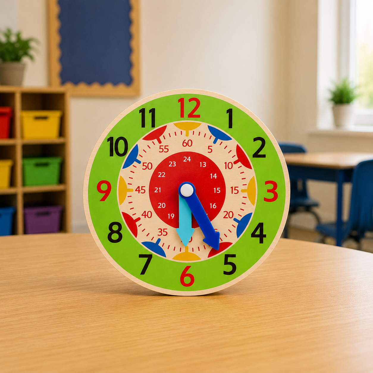 Kids Montessori Wooden Clock Toys Time Learning Teaching Aids Educational Toys for Children Primary School Clever Board Toy