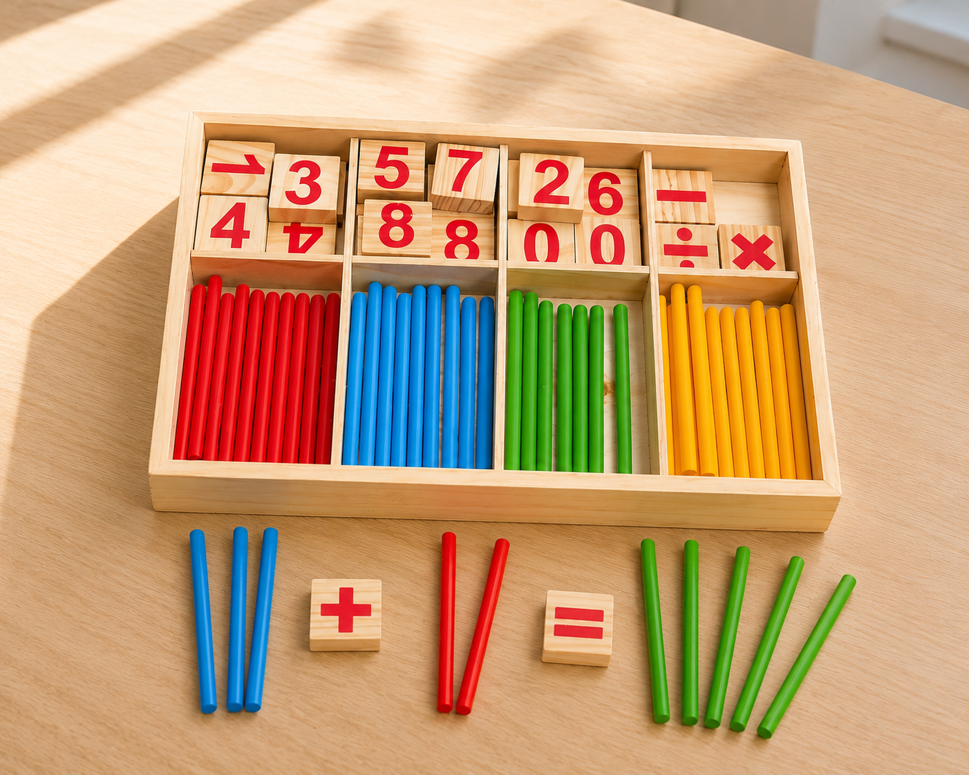 Children Math Teaching Aids, Counting Sticks, Arithmetic Learning Box, Wooden Educational Toys, Montessori Education