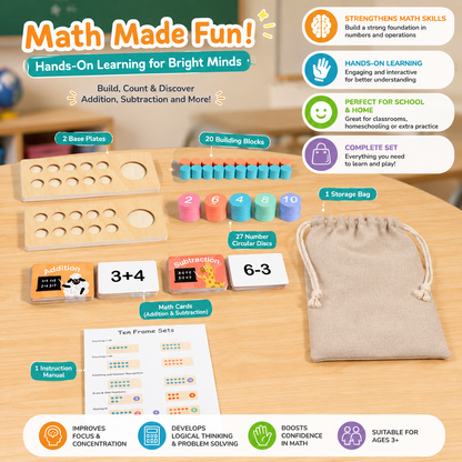 Children'S Wooden Number Board Cognitive Matching Addition Subtraction Operation Montessori Logical Thinking Training Math Toys