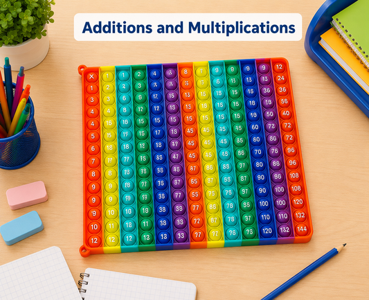 1-12 Multiplication Addition Push Its Bubble Fidget Sensory Toys, Silicone Rainbow Teaching Aids, Math Toys