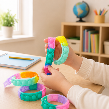Colorful Silicone Bracelet Anxiety Sensory for Autism Adult Pops Bubble Simple Dimple Toy Fidget anti Stress Relief Toys Game Cute Calming 