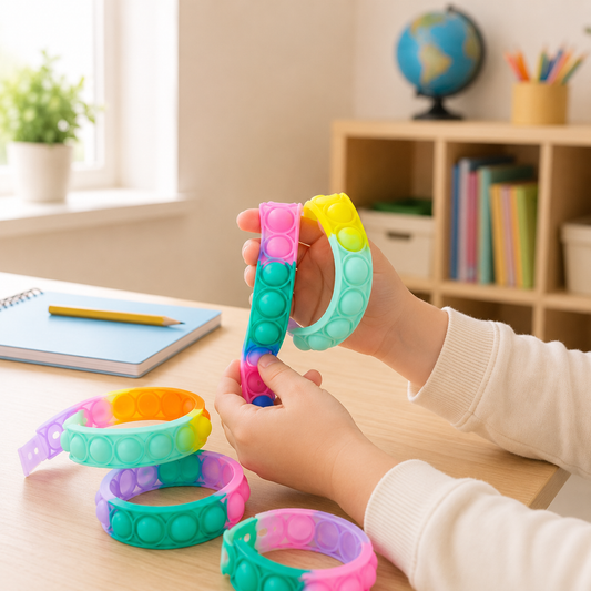 Colorful Silicone Bracelet Anxiety Sensory for Autism Adult Pops Bubble Simple Dimple Toy Fidget anti Stress Relief Toys Game Cute Calming 