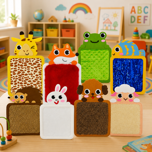 Montessori Animal Themed Sensory Mat Patches Assorted Textured, Colorful, and Interactive Sensory Wall Autistic Kids Ages 3-5