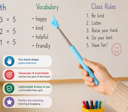 Macaron Color 68Cm Retractable Finger Reading Stick Telescoping Teacher Pointer Teacher Hand Pointer for Classroom Kids Reading