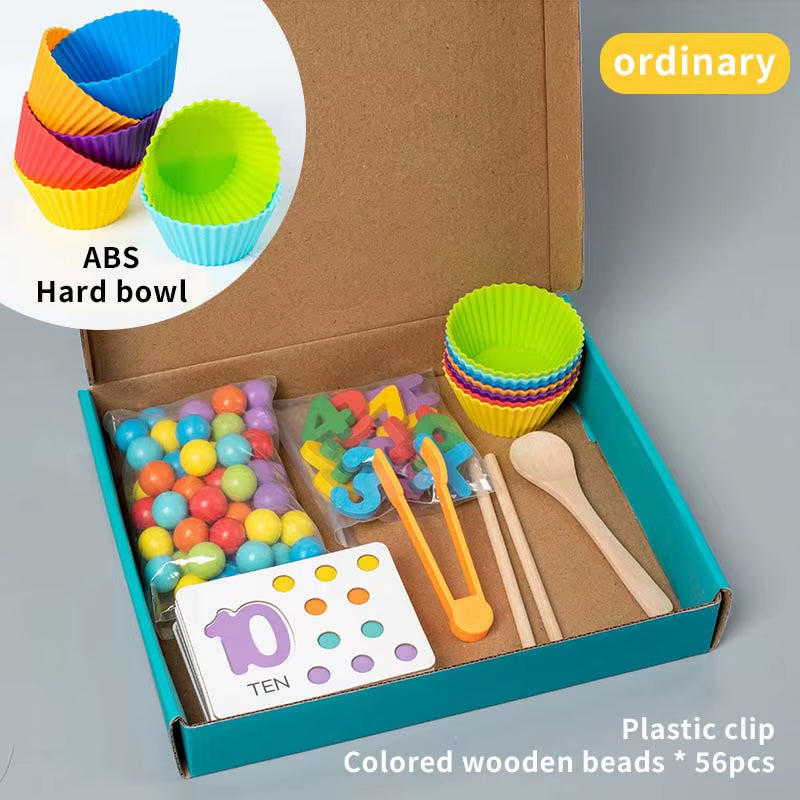 Montessori Math Early Teaching Aids Kids Game Puzzle Clip Beads Number Cognitive Matching Motricity Baby Fine Action Toys Learning