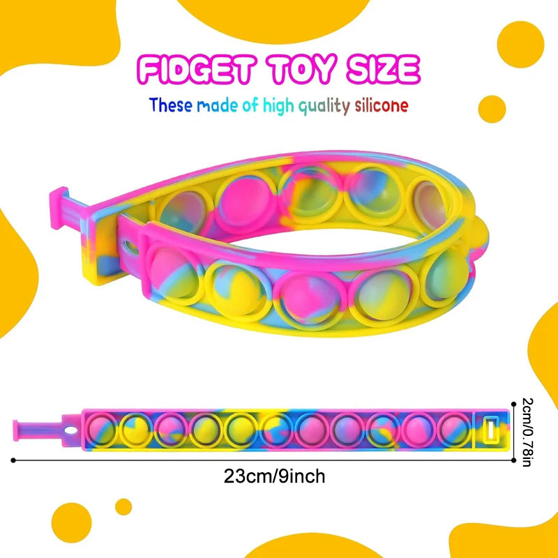 Colorful Silicone Bracelet Anxiety Sensory for Autism Adult Pops Bubble Simple Dimple Toy Fidget anti Stress Relief Toys Game Cute Calming 