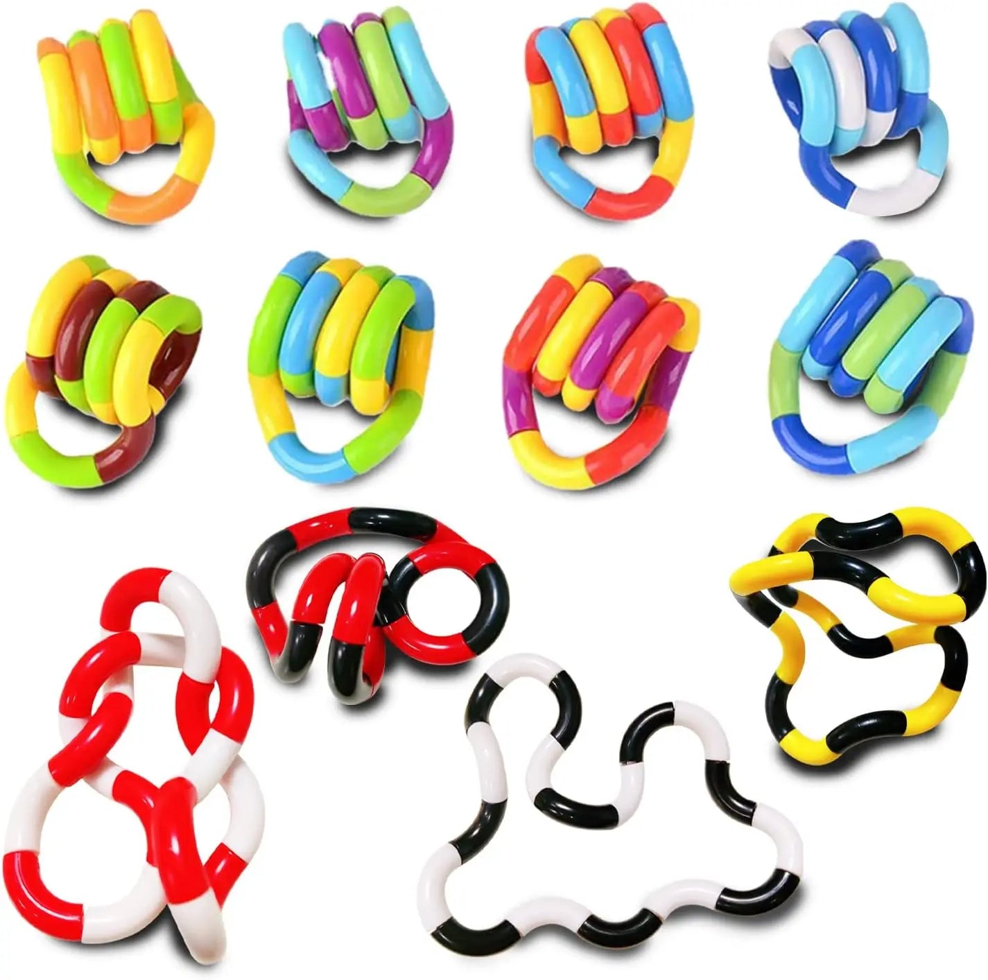 3Pcs Tangle Fidget Toy Twisting Sensory Toy Hand-Eye Coordination Toy Anxiety Relief Finger Toy for Kid Adult Fine Motor Skills SEL Regulation Emotion Motricity
