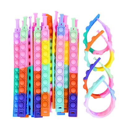 Colorful Silicone Bracelet Anxiety Sensory for Autism Adult Pops Bubble Simple Dimple Toy Fidget anti Stress Relief Toys Game Cute Calming 