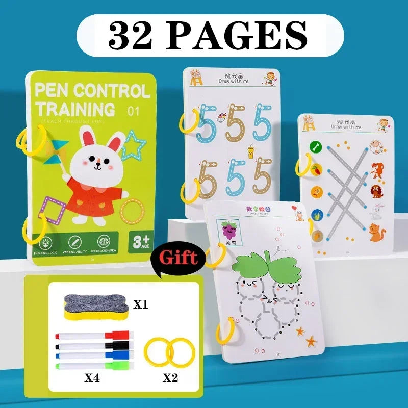 Magical Tracing Workbook Control Training Book Reusable Magic Practice Copybook Children Montessori Drawing Education Stationery Learning Writting