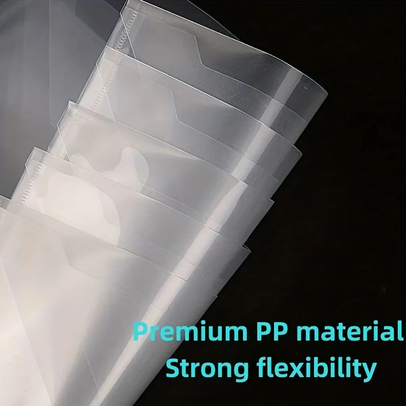 20Pcs Plastic Envelope Transparent Waterproof Reusable File Bag with Buttons A4 Size Student Information Storage Folders New Organize School Houseschool