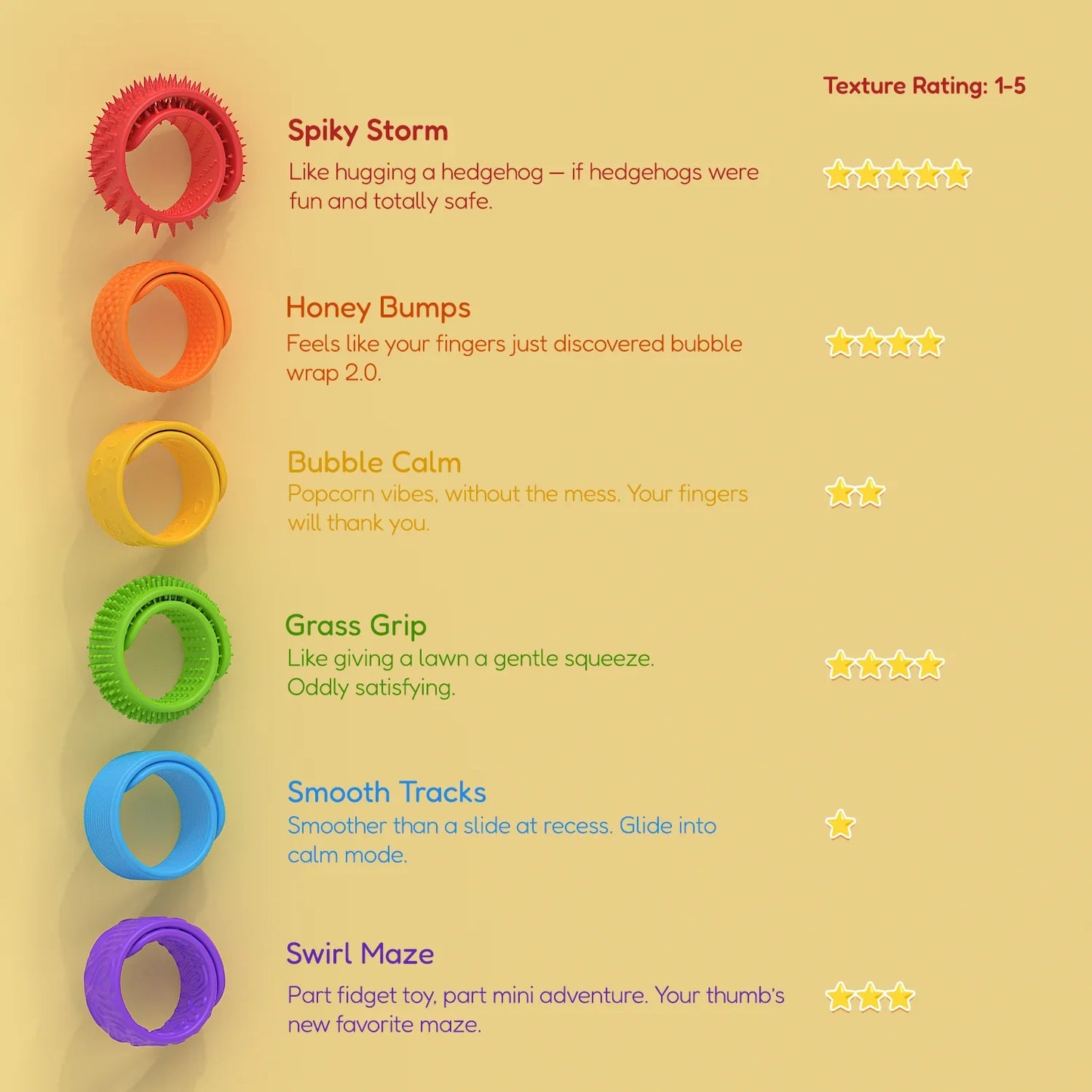 Fidget Toys Slap Bracelets Textured Silicone Sensory Toys for Autism Calming Sensory Toy Stress Fidgets for Adults Office Desk SEL Kids School Houseschooling