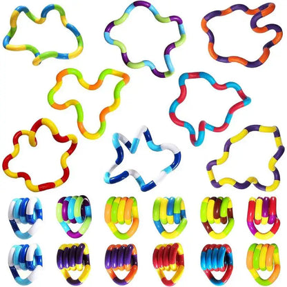 3Pcs Tangle Fidget Toy Twisting Sensory Toy Hand-Eye Coordination Toy Anxiety Relief Finger Toy for Kid Adult Fine Motor Skills SEL Regulation Emotion Motricity