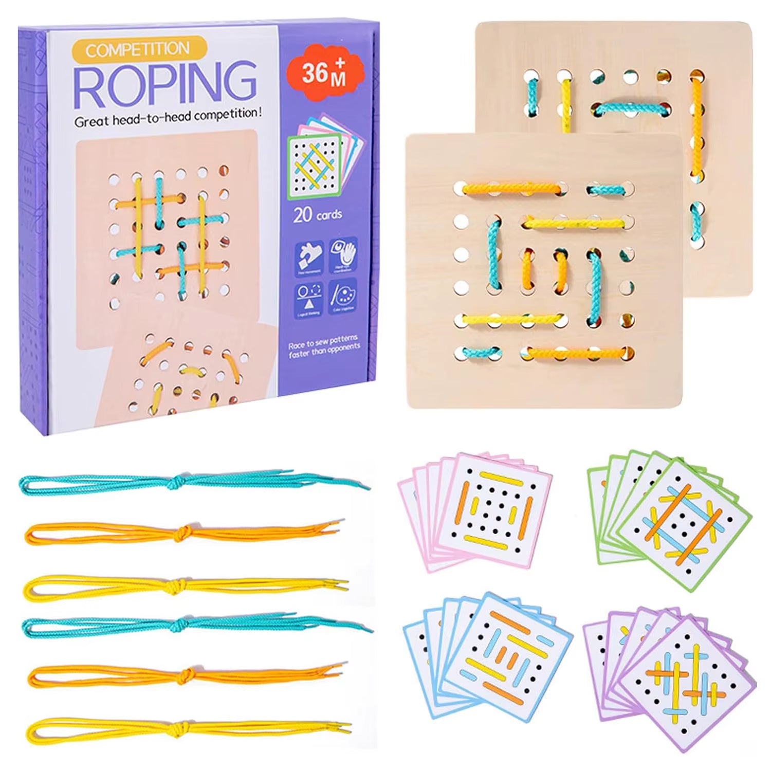 Montessori Wooden Threading Activity Puzzles,Early Educational Fine Motor Skill Travel Toy，Birthday Gifts for Boys and Girls School Help Aids Motor Houseschool