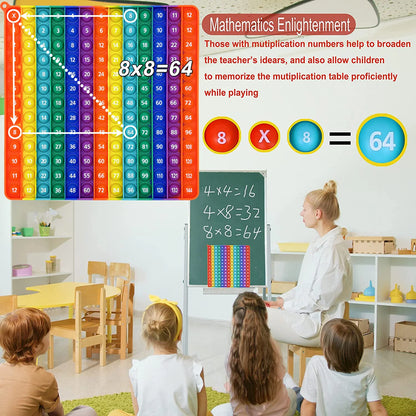 1-12 Multiplication Addition Push Its Bubble Fidget Sensory Toys, Silicone Rainbow Teaching Aids, Math Toys