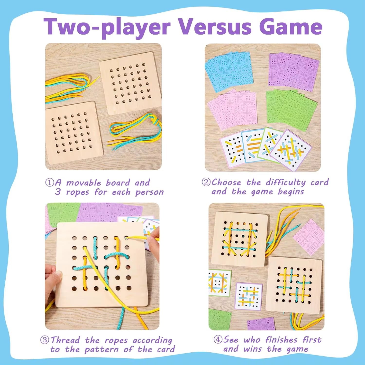 Montessori Wooden Threading Activity Puzzles,Early Educational Fine Motor Skill Travel Toy，Birthday Gifts for Boys and Girls School Help Aids Motor Houseschool