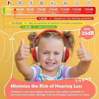 Kid Earmuffs Hearing Safety Protection Passive Noise Reduction Earmuffs Foldable Ear Defenders for Toddler Autism Children Help Aids Tool School Houseschool