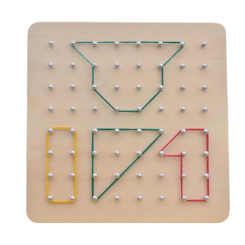 Montessori Toddler Kid Creative Toy Graphics Rubber Tie Nail Boards with Cards Childhood Education Preschool Kids Kindergarten Young Geometry
