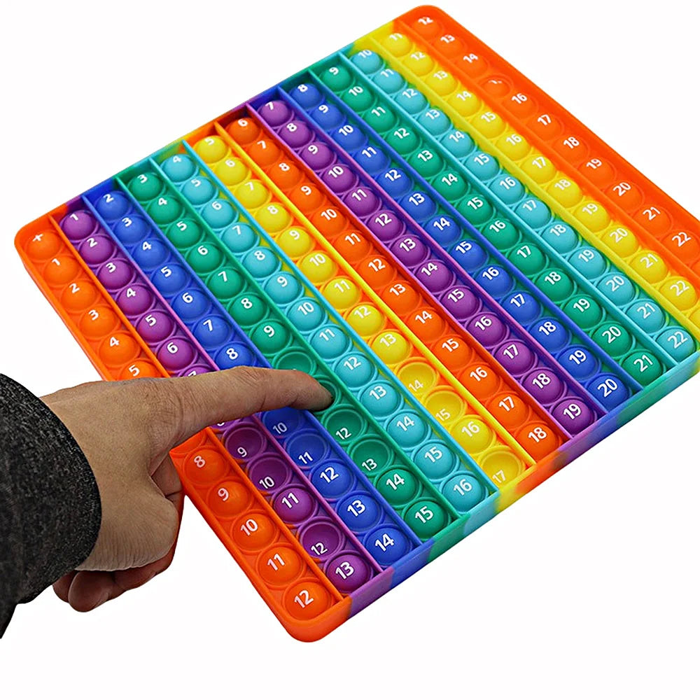 1-12 Multiplication Addition Push Its Bubble Fidget Sensory Toys, Silicone Rainbow Teaching Aids, Math Toys