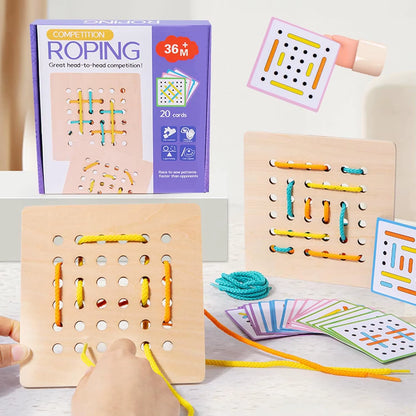 Montessori Wooden Threading Activity Puzzles,Early Educational Fine Motor Skill Travel Toy，Birthday Gifts for Boys and Girls School Help Aids Motor Houseschool